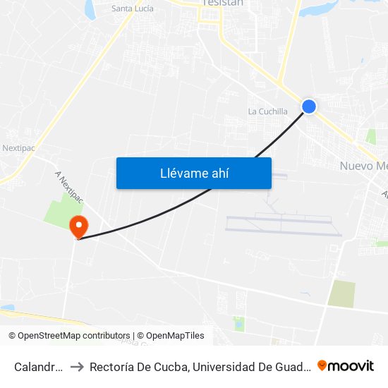 Calandrias to Rectoría De Cucba, Universidad De Guadalajara map