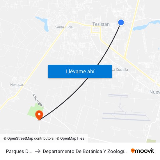 Parques De Tesistán III to Departamento De Botánica Y Zoología, Cucba, Universidad De Guadalajara map