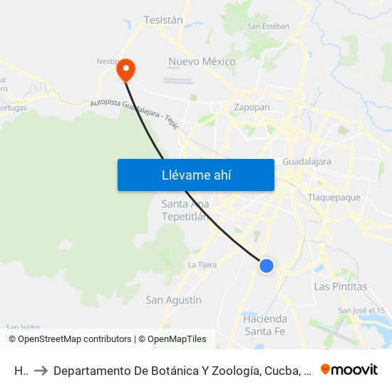 Hpe to Departamento De Botánica Y Zoología, Cucba, Universidad De Guadalajara map