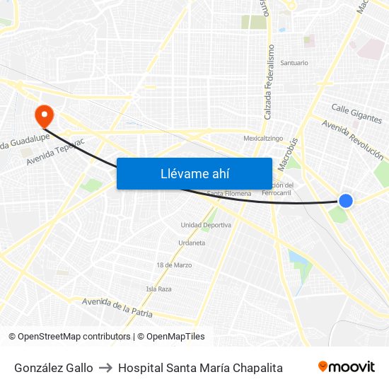 González Gallo to Hospital Santa María Chapalita map