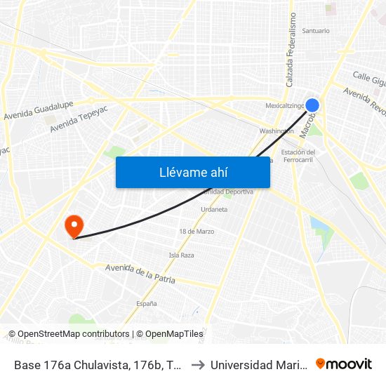 Base 176a Chulavista, 176b, T13a-5, 178 Lilas Y 180a Rancho to Universidad Marista De Guadalajara map