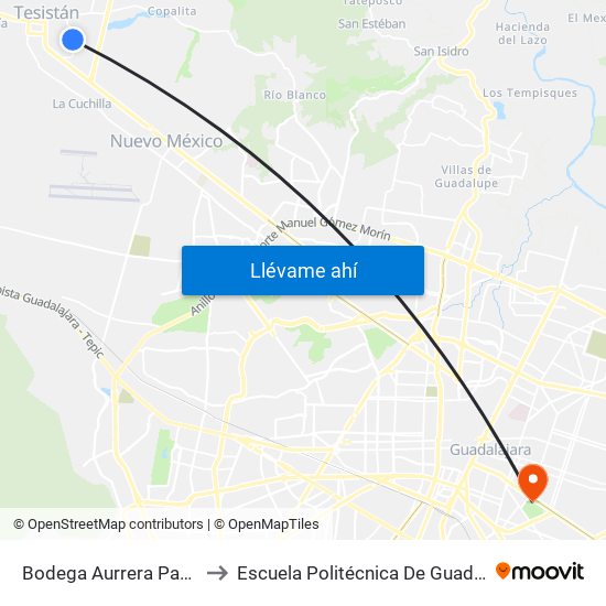 Bodega Aurrera Parques to Escuela Politécnica De Guadalajara map