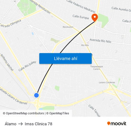 Álamo to Imss Clinica 78 map