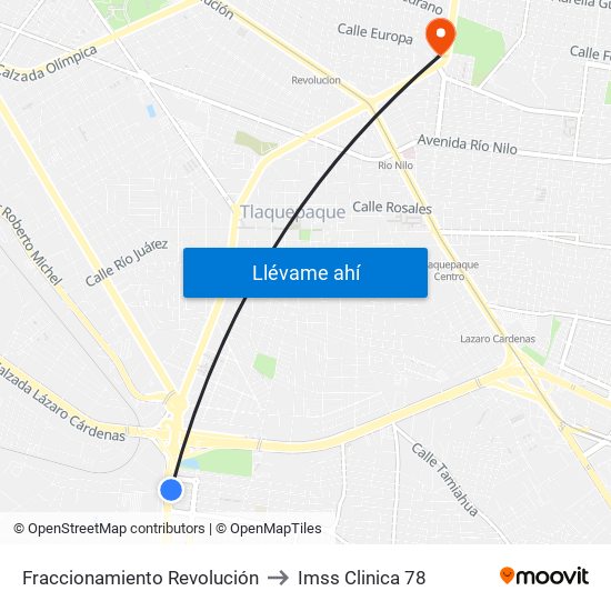 Fraccionamiento Revolución to Imss Clinica 78 map