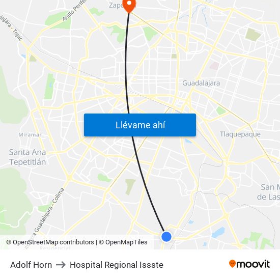 Adolf Horn to Hospital Regional Issste map