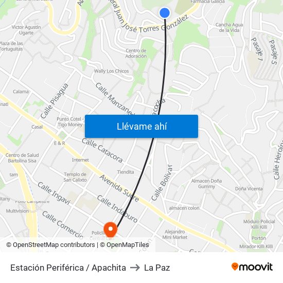 Estación Periférica / Apachita to La Paz map