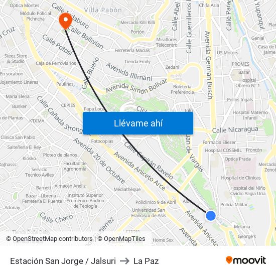 Estación San Jorge / Jalsuri to La Paz map