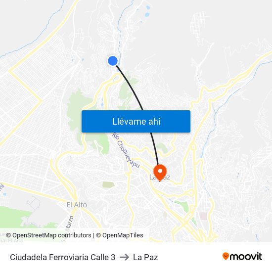 Ciudadela Ferroviaria Calle 3 to La Paz map