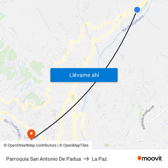 Parroquia San Antonio De Padua to La Paz map