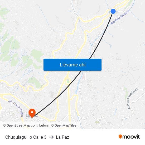 Chuquiaguillo Calle 3 to La Paz map