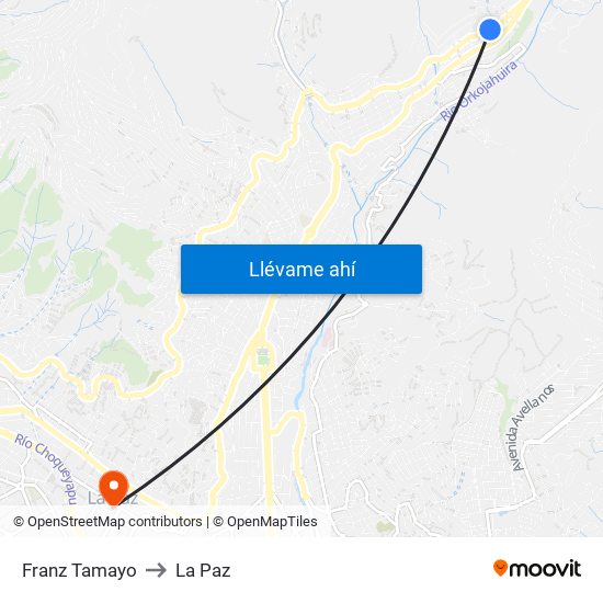 Franz Tamayo to La Paz map