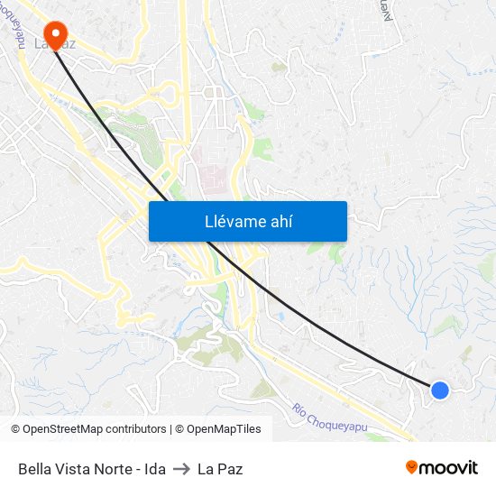 Bella Vista Norte - Ida to La Paz map