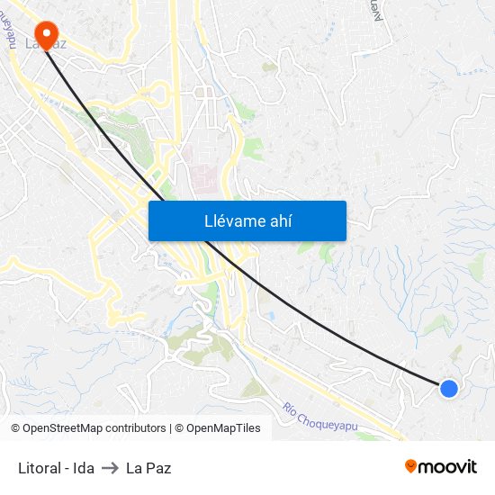 Litoral - Ida to La Paz map