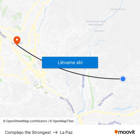 Complejo the Strongest to La Paz map