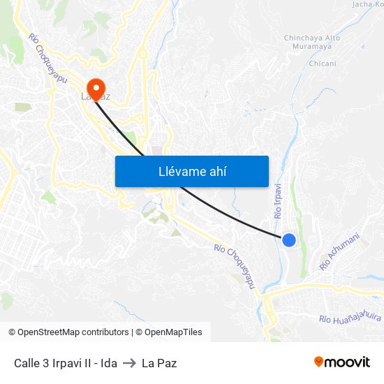 Calle 3 Irpavi II - Ida to La Paz map