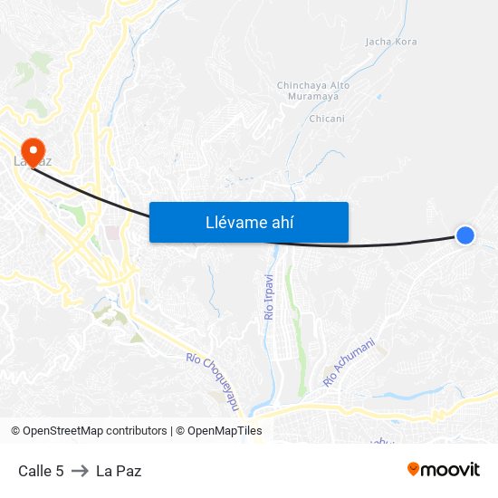 Calle 5 to La Paz map