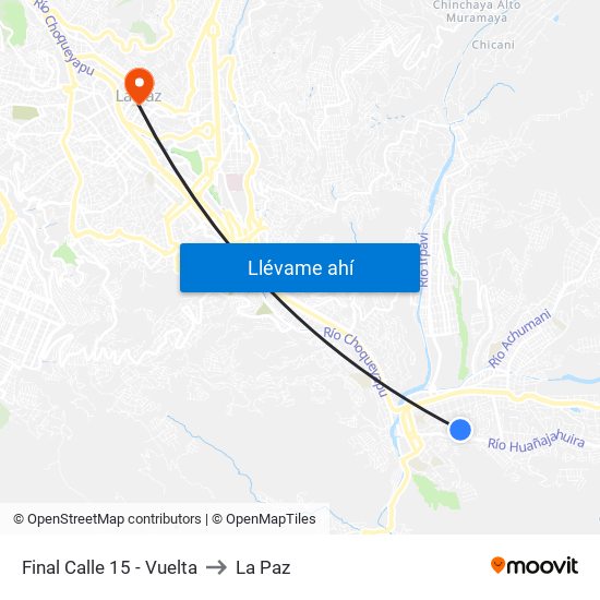 Final Calle 15 - Vuelta to La Paz map