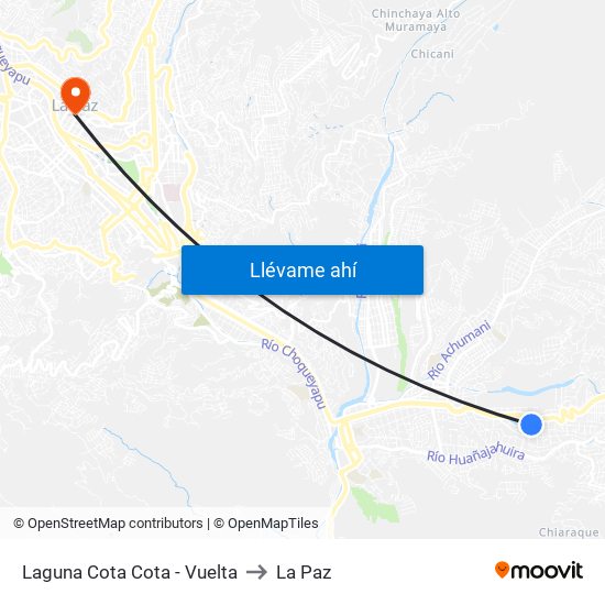 Laguna Cota Cota - Vuelta to La Paz map