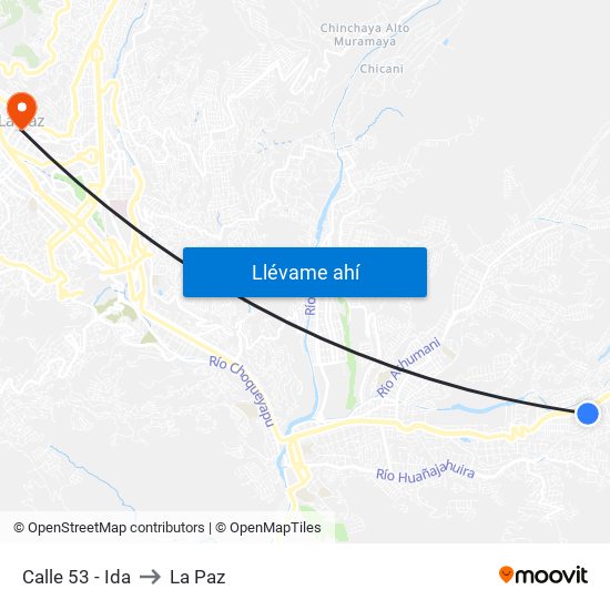 Calle 53 - Ida to La Paz map