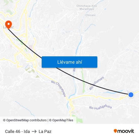 Calle 46 - Ida to La Paz map