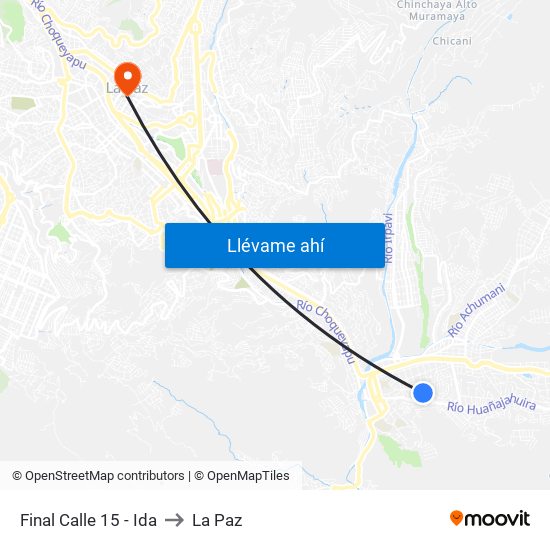 Final Calle 15 - Ida to La Paz map