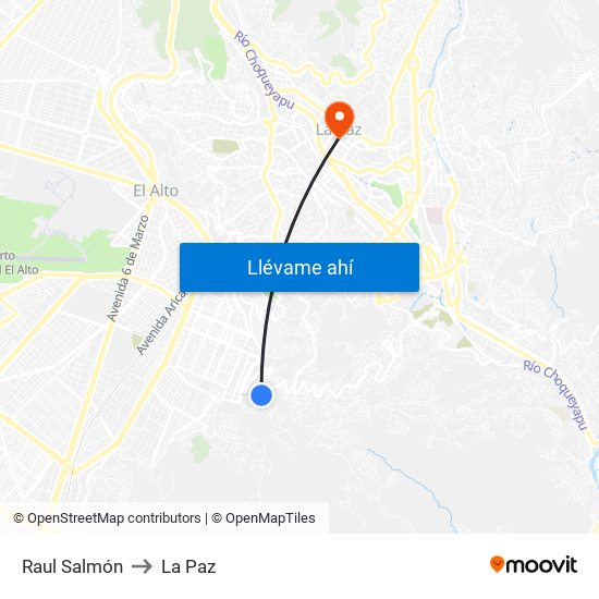 Raul Salmón to La Paz map