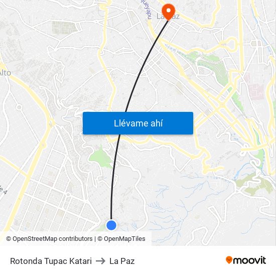 Rotonda Tupac Katari to La Paz map