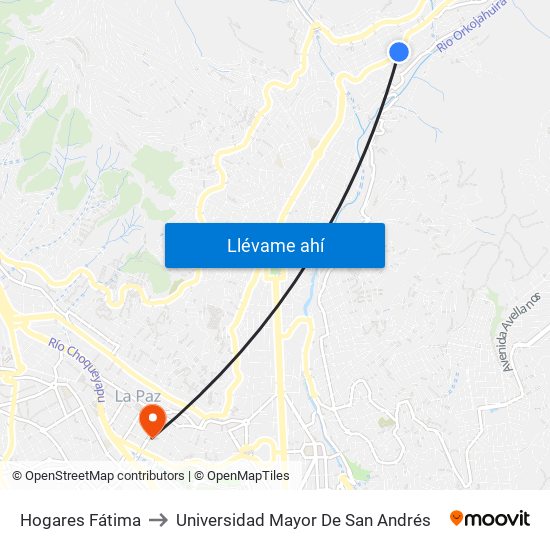 Hogares Fátima to Universidad Mayor De San Andrés map