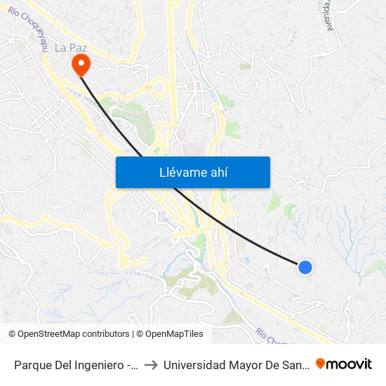 Parque Del Ingeniero - Vuelta to Universidad Mayor De San Andrés map