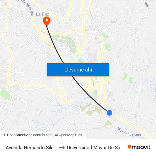 Avenida Hernando Siles, 4714 to Universidad Mayor De San Andrés map