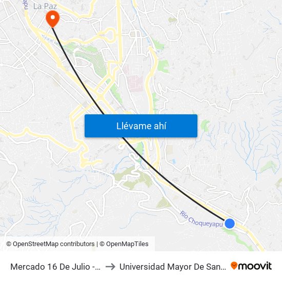Mercado 16 De Julio - Vuelta to Universidad Mayor De San Andrés map