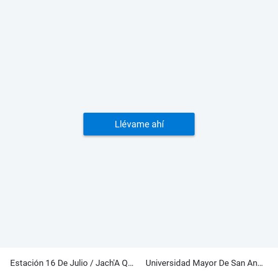 Estación 16 De Julio / Jach'A Qhathu to Universidad Mayor De San Andrés map