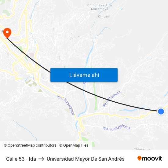 Calle 53 - Ida to Universidad Mayor De San Andrés map
