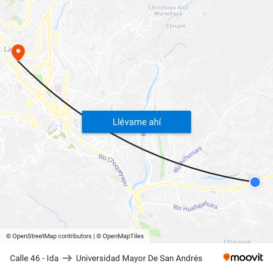 Calle 46 - Ida to Universidad Mayor De San Andrés map