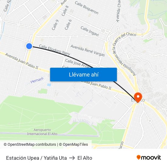 Estación Upea / Yatiña Uta to El Alto map