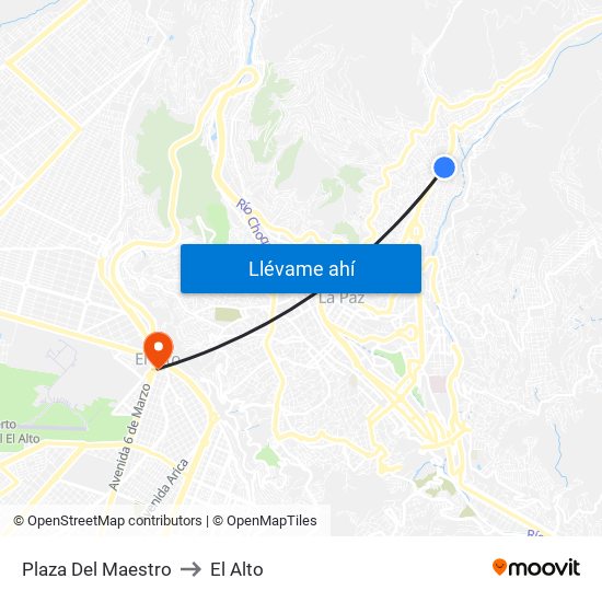 Plaza Del Maestro to El Alto map