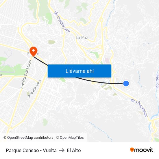 Parque Censao - Vuelta to El Alto map