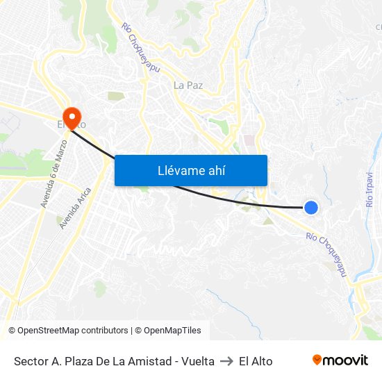 Sector A. Plaza De La Amistad - Vuelta to El Alto map