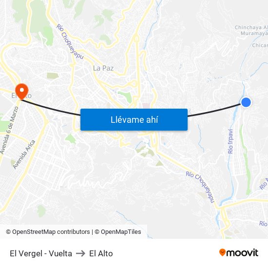 El Vergel - Vuelta to El Alto map