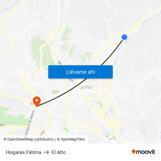 Hogares Fátima to El Alto map