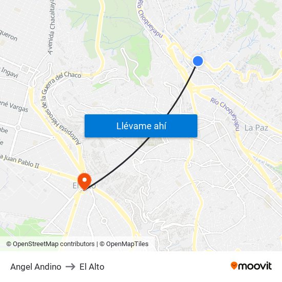 Angel Andino to El Alto map