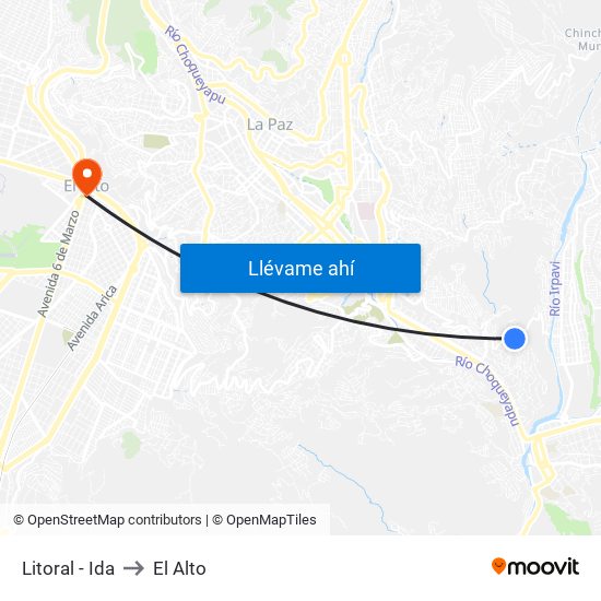 Litoral - Ida to El Alto map