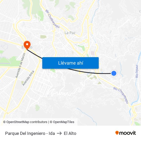 Parque Del Ingeniero - Ida to El Alto map