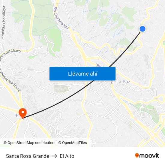 Santa Rosa Grande to El Alto map