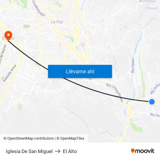 Iglesia De San Miguel to El Alto map