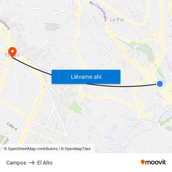 Campos to El Alto map