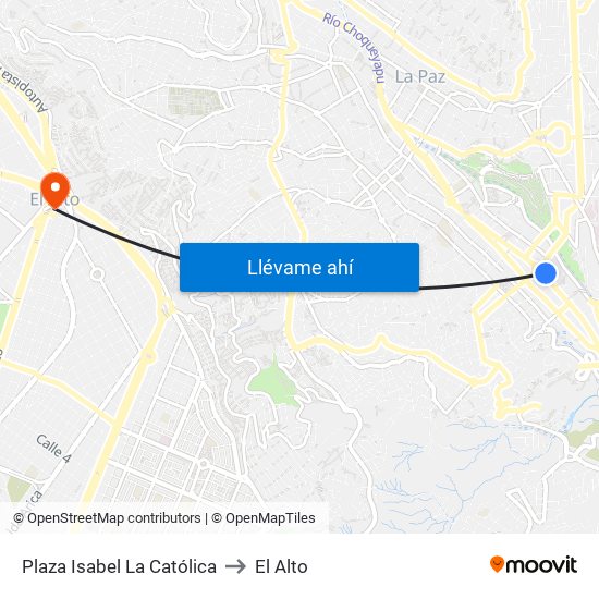 Plaza Isabel La Católica to El Alto map