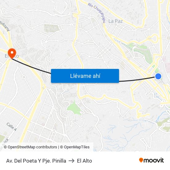 Av. Del Poeta Y Pje. Pinilla to El Alto map