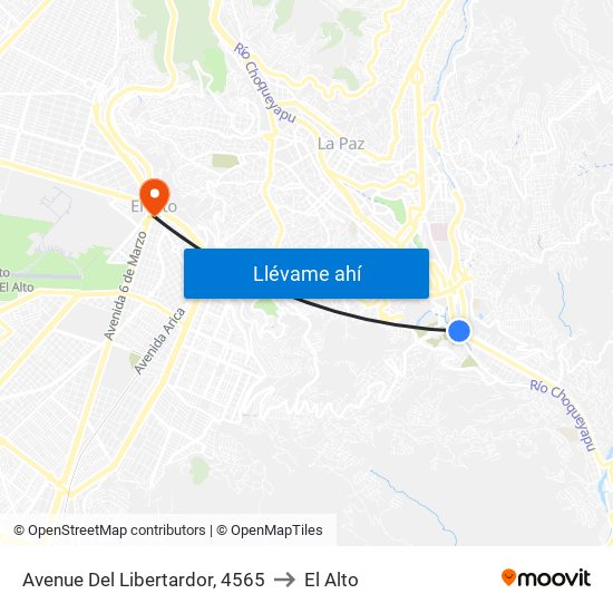 Avenue Del Libertardor, 4565 to El Alto map