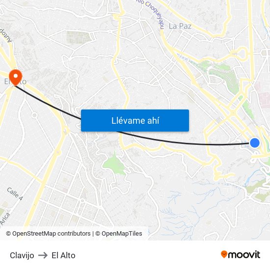 Clavijo to El Alto map